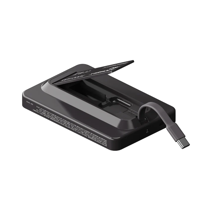 Momax 1-Power X Pro Magnetic Wireless Battery Pack (5000mAh) with Stand and Built-in USB-C Cable - Image 3