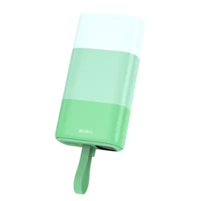 WIWU Wi-P015 10000mAh Candy Power Bank Portable Phone Battery Charger with Charging Cable - Green