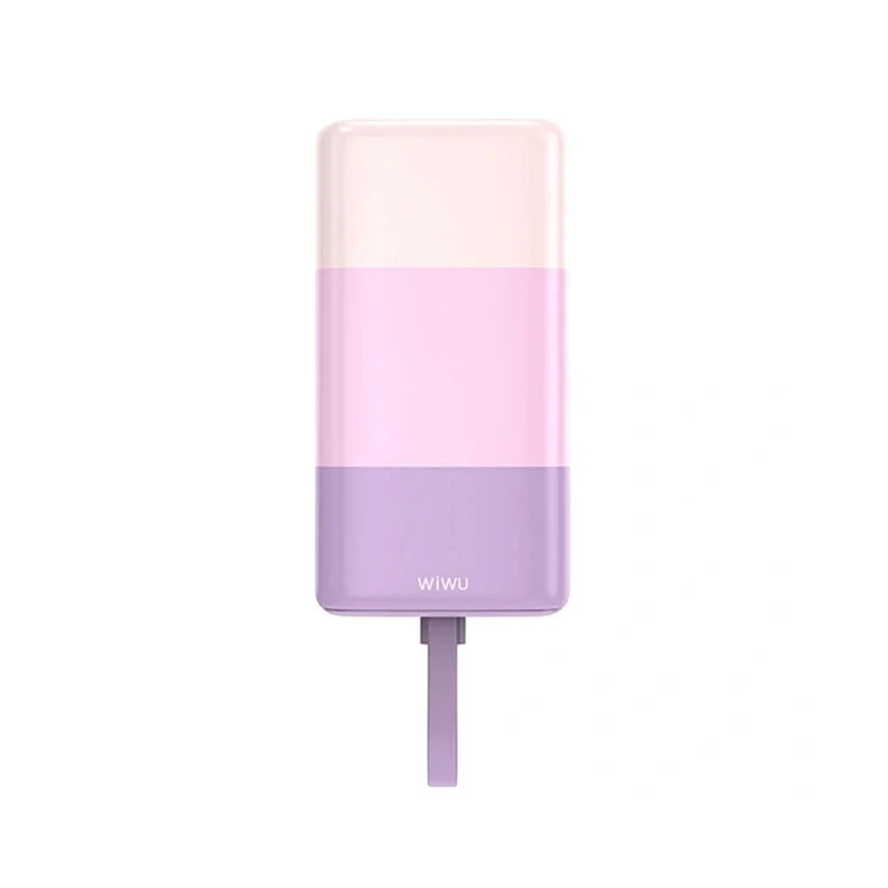 WIWU Wi-P015 10000mAh Candy Power Bank Portable Phone Battery Charger with Charging Cable - Purple